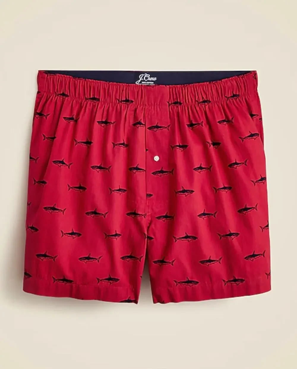 J.Crew Printed Boxers Cotton Red Shark Lounge BW441 Mens Medium NWT